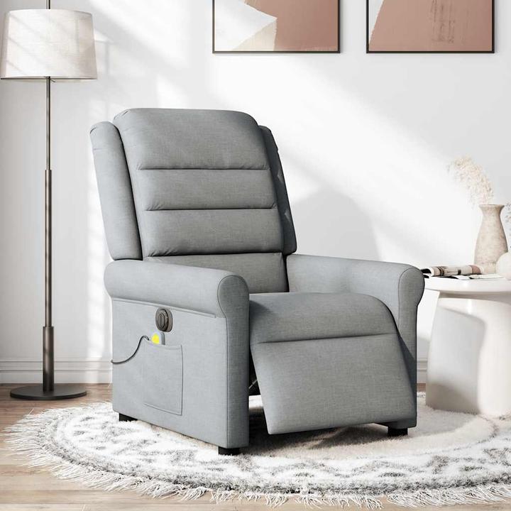 Actual product image vidaXL Massage chair electric light grey fabric
