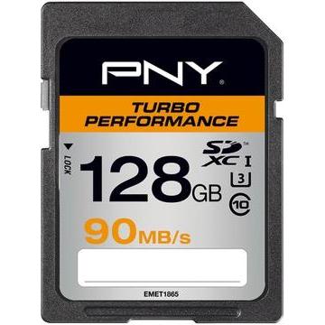 PNY SDXC Card 128GB Turbo Performanc UHS-I (128 GB, SDXC, U3, UHS-I), Speicherkarte, Schwarz