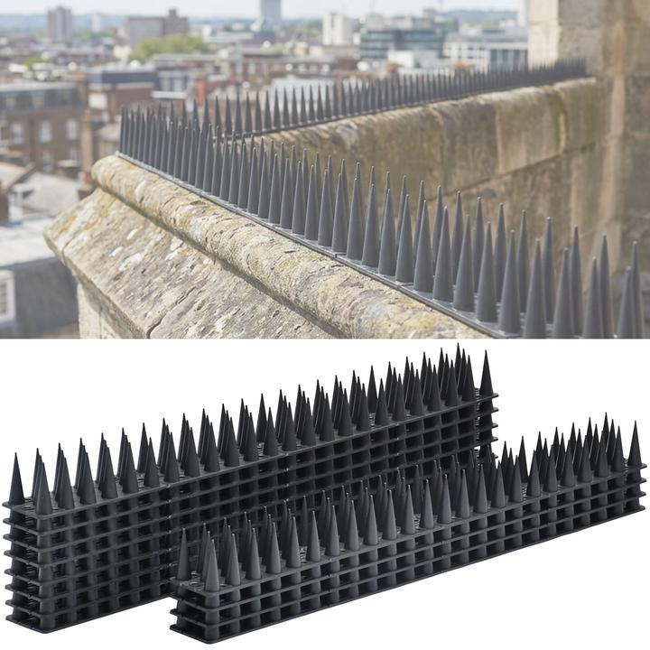 Ideoon 12er Set Taubenspikes Schwarz 5,4m - Effektive Vogelabwehr aus Polycarbonat - 3-reihige Abwehrspikes