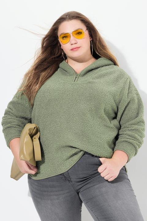 Produktbild Ulla Popken Teddypullover, Plüsch, Kapuze, Langarm (42, 44)