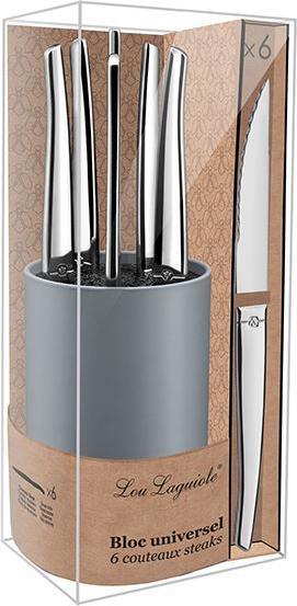 Actual product image Amefa JET - 6-pc steak knives in grey block - mirror (6 pcs., Cutlery set)