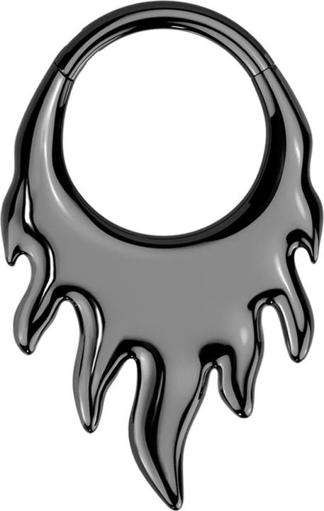 Actual product image Star Piercing Micro segment ring hinged black flames (without brass, Titanium)