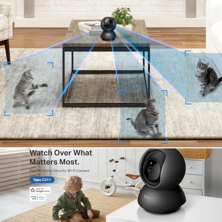 Image du produit TP-Link (TAPO C211) Pan/Tilt Home Security Wi-Fi Camera, 2K 3MP, Night Vision, Motion Tracking, Instant Noti (2304 x 1296 Pixels)