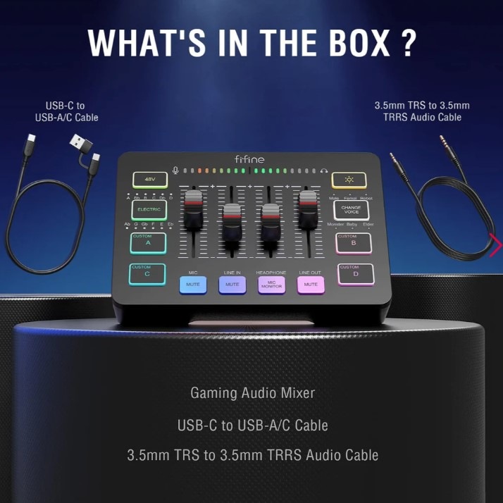 Produktbild Fifine Gaming Audio Mixer SC3, 4-Kanal