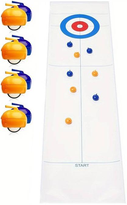 Produktbild PhoneLook Tisch-Curling-Spiel Set mit 8 Steinen (Curling Kugel) und Matte für grosse Unterhaltung