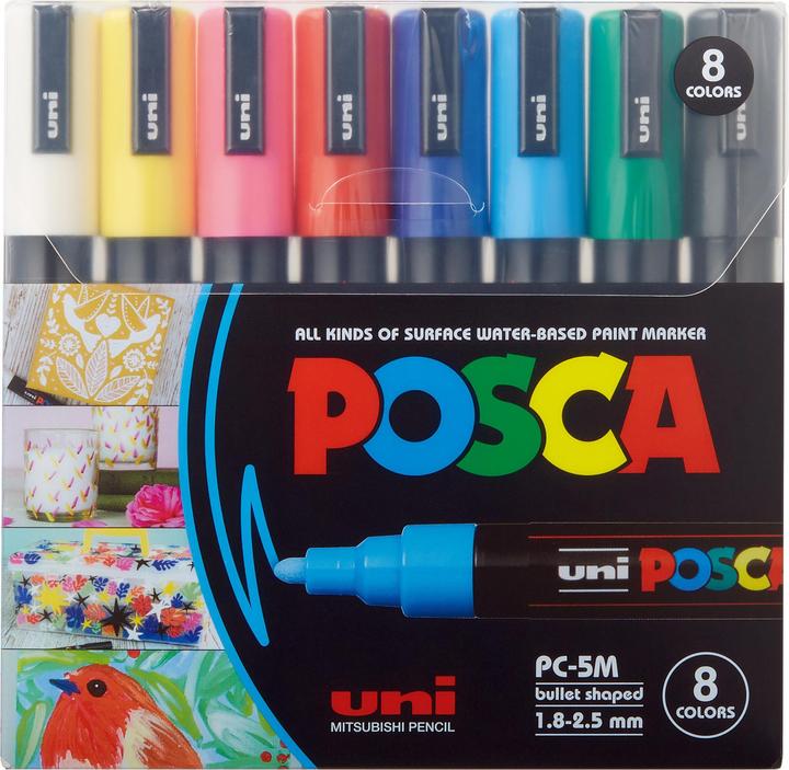 Image du produit Posca Marqueur PC-5M pointe ogive (Multicolore, 2.50 mm, 8 x)