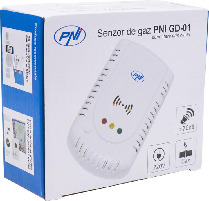 Productafbeelding PNI Gassensor GD-01, met geluids- en lichtsensor, voor vloeibaar gas, aardgas, kolengas, compatibel