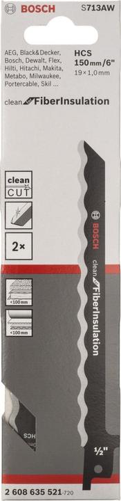 Produktbild Bosch Professional Zubehör Säbelsägeblatt S 713 AW, Clean for Fibre Insulation, 2er-Pack