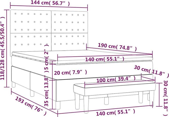 Actual product image vidaXL Boxspringbett (140 x 190 cm)