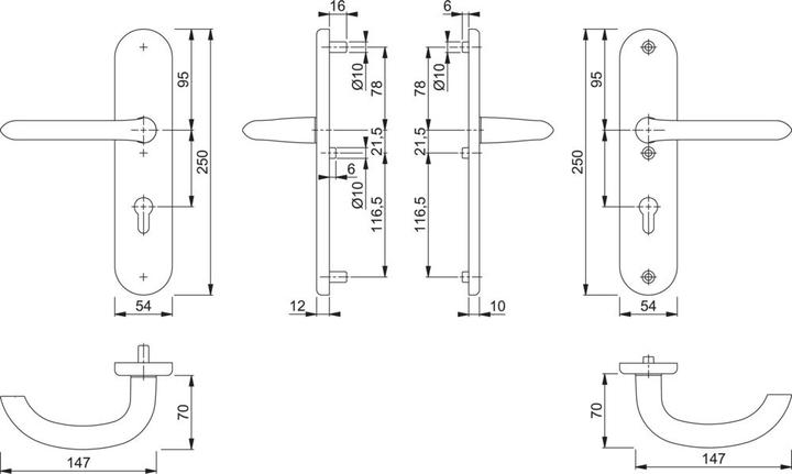 Image du produit Hoppe Garniture de protection Marseille 1138/3331/3410 Aluminium F1 72 mm 41-46 mm (Garniture de porte)