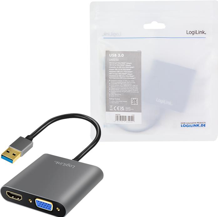 Produktbild LogiLink USB 3.0 zu (VGA, HDMI, 6.40 cm)