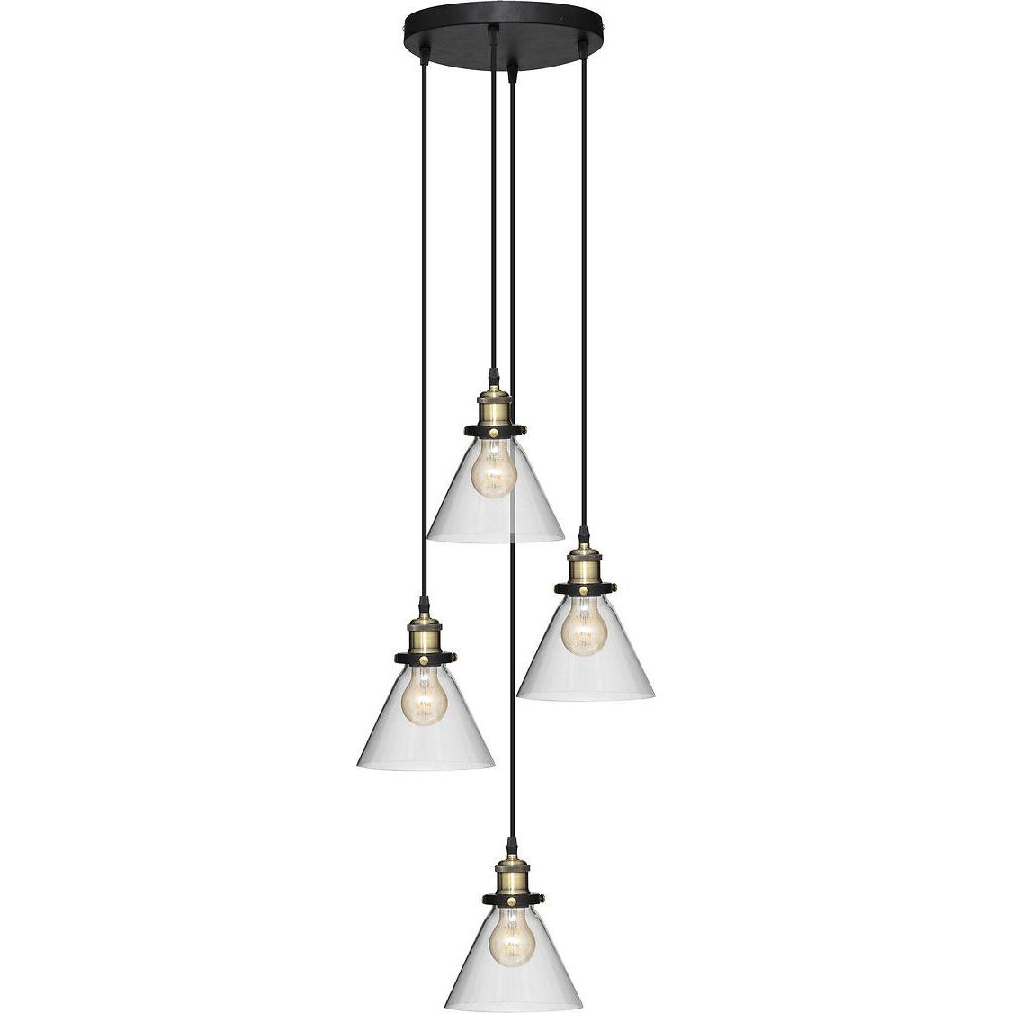 Atmosphera, Pendelleuchte, abhängung x4 transparentes alakglas d18, schwarz