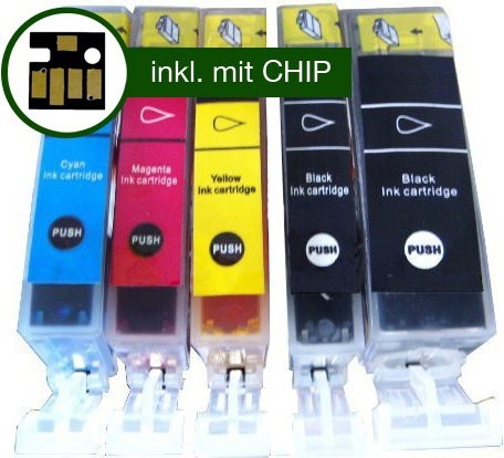 Produktbild Hermex Kompatible Tintenpatrone für Canon PIXMA iP4850 (M, PGBK, C, BK, Y)