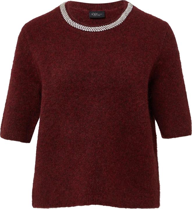 Produktbild s.Oliver Strickpullover Softer Kurzarm-Pullover aus Wollmix mit Schmuck-Detail (40)