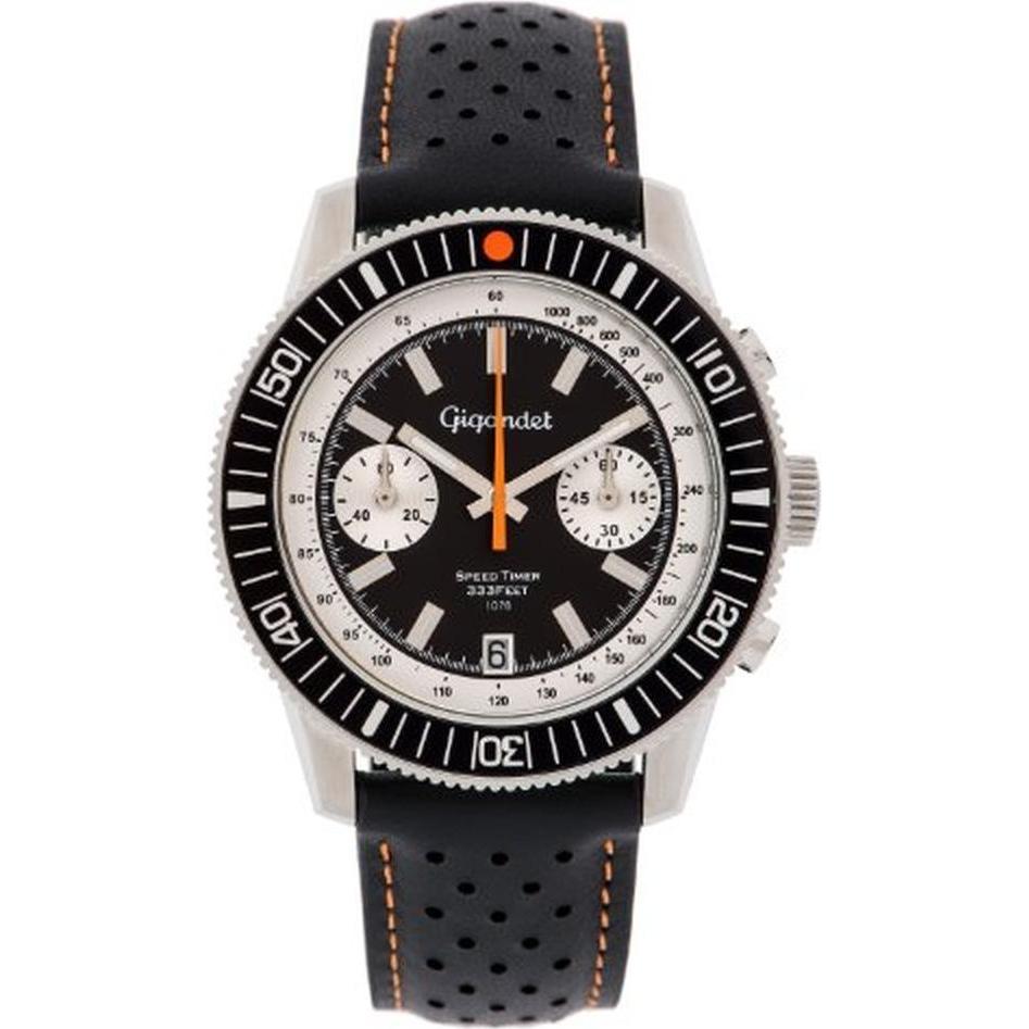 Gigandet, Orologio da polso, Analoge Retro-Chronographenuhr mit Lederarmband und Tachymeterskala