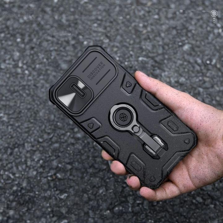 Actual product image Nillkin CamShield Armor Pro Magnetic Case for iPhone 14 Plus MagSafe Armored Cover Stand Ring Black (Apple iPhone 14 Plus)