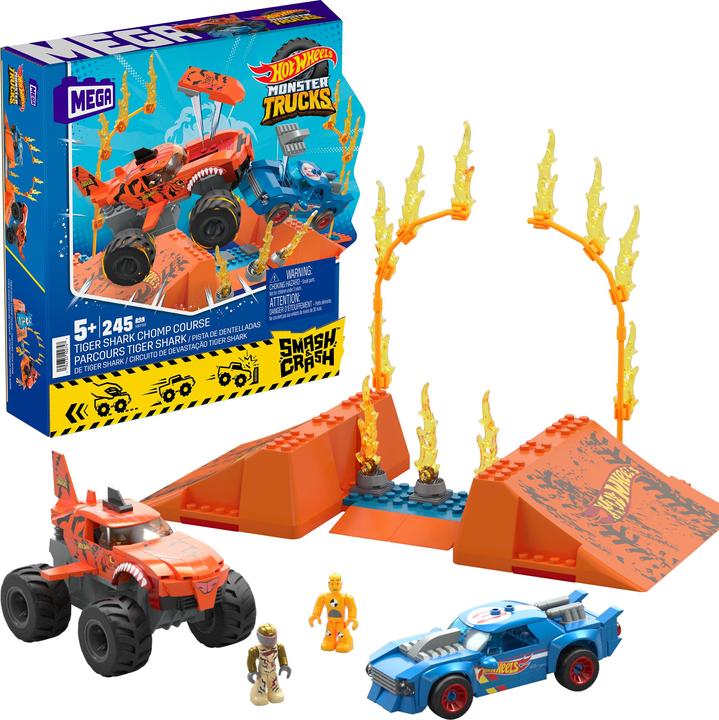 Produktbild Mega Construx Hot Wheels Monster Trucks Tiger Shark Crash Wettkampf
