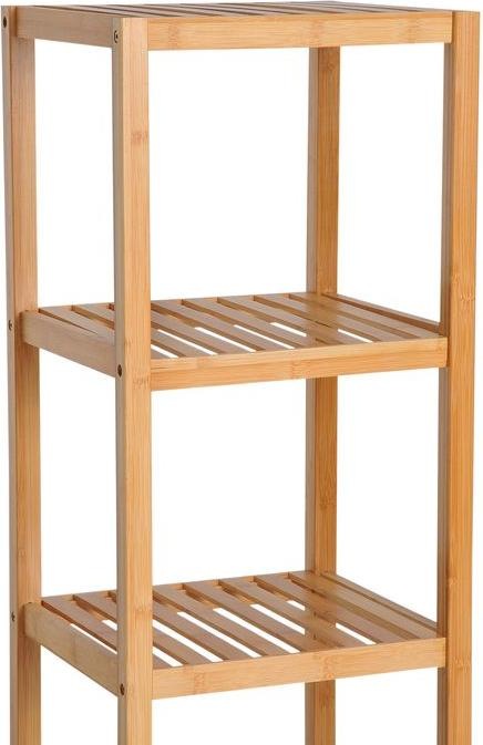 Actual product image Swisshandel24 Bathroom cabinet, 3 open compartments, bamboo, natural, 36 x 33 x 140 cm (36 x 33 x 140 cm)
