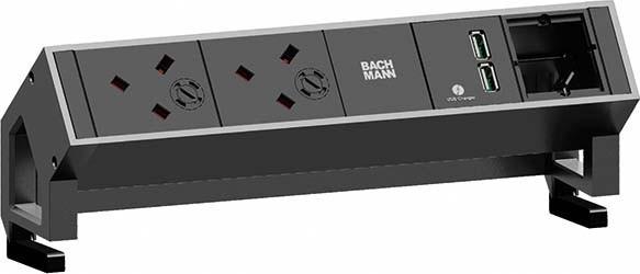 Produktbild Bachmann DESK2 - 2xUK, 1xUSB & 1xEmpty (2 x, CEE 7/3, BS 1363, 0.20 m)