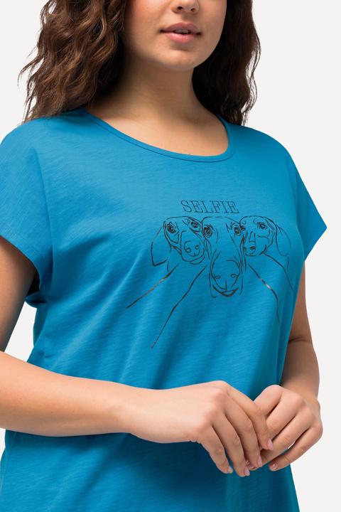 Immagine prodotto Ulla Popken T-shirt dal taglio oversize con design metallico con animale, scollo a girocollo e mezze maniche (50, 52)