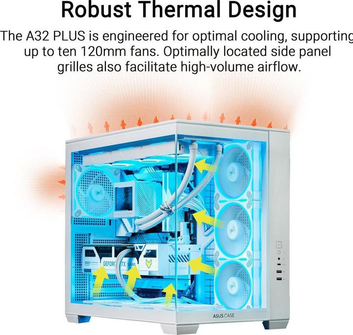 Actual product image ASUS Obudowa A32 PLUS TG ARGB WHITE (ATX, mATX, Mini-ITX)