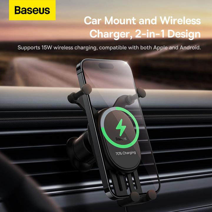 Produktbild Baseus Stable Gravitational Wireless Charging Car Mount Pro 15W (black)