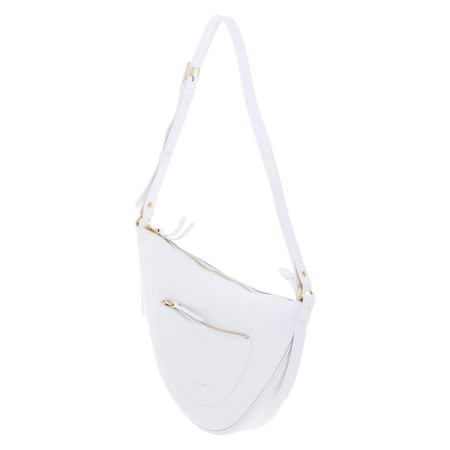 Coccinelle, Damen, Handtasche, Snuggie Shoulderbag Double Grainy Leather, Weiss