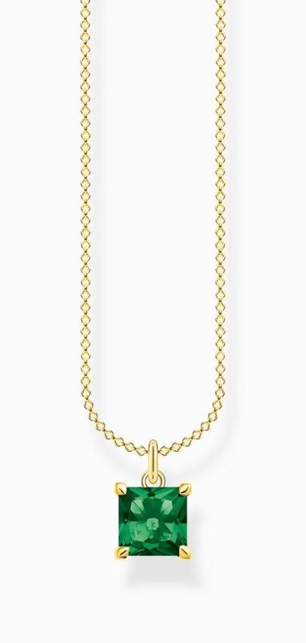 Actual product image Thomas Sabo Chain with green stone gold (925 silver, 18-carat gold plating, 40 - 45 cm)