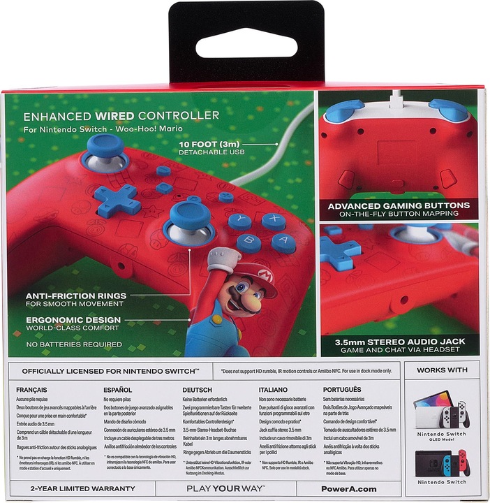 Produktbild PowerA Verbesserter kabelgebundener Controller für Nintendo Switch – Woo-hoo! Mario (Switch)