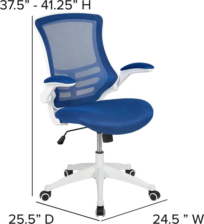 Produktbild Flash Furniture Ergonomischer Schreibtischstuhl, Blauer Netzstoff, Weisser Rahmen