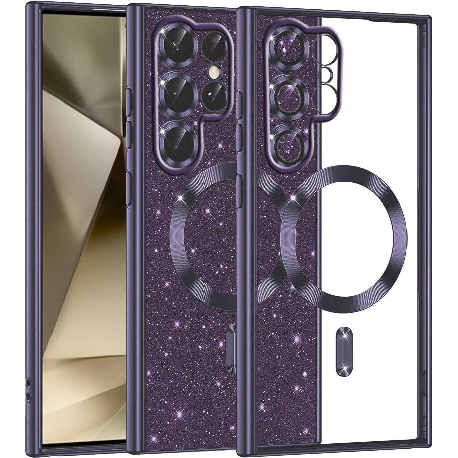 Techsuit - Luxury Glitter MagSafe - Samsung Galaxy S22 Ultra 5G - Deep Purple (Samsung Galaxy S22 Ultra (5G)), Cover smartphone, Viola