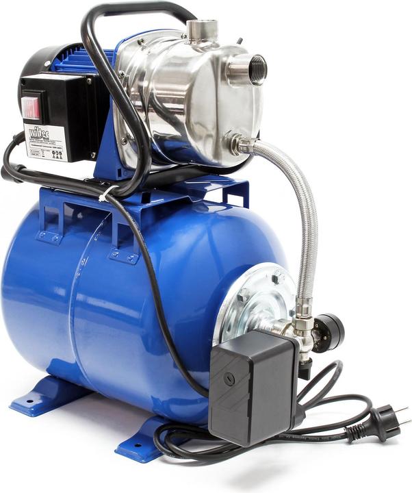Image du produit Wiltec Station Eau domestique Pressostat & Réservoir à vessie 1200 W 3400l/h 19l Puissance de pompe Jar (Pompe à eau domestique)