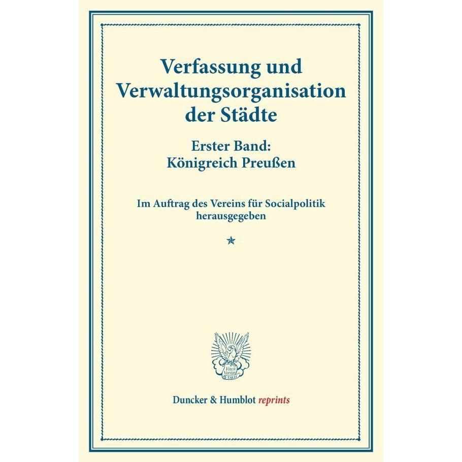 Verfassung und Verwaltungsorganisation der Städte., Fachbücher von Verein für Socialpolitik