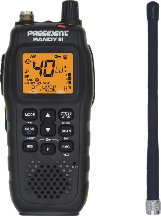 Actual product image PNI CB President RANDY III AM/FM radio package + ML70 CB antenna, length 70 cm, 26-30 MHz, 200 W