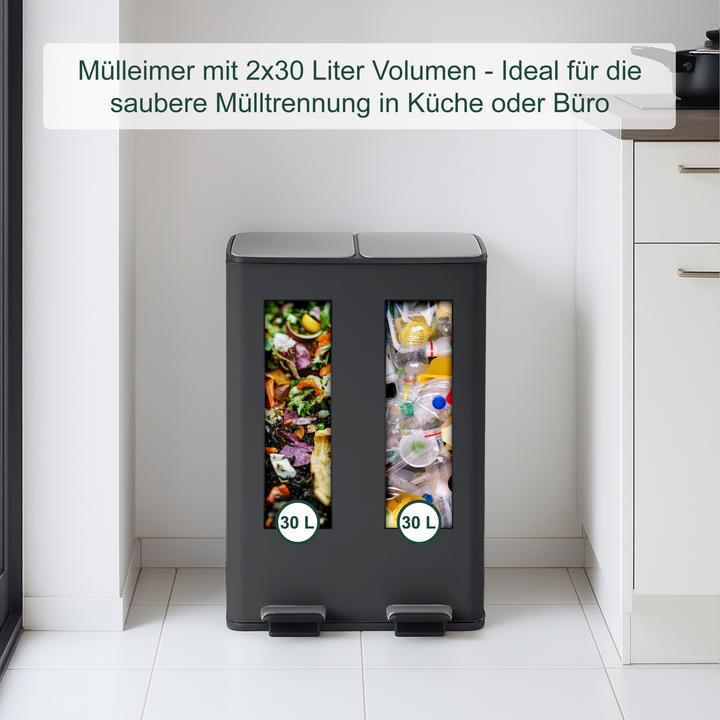 Produktbild Relaxdays Mülleimer Küche 2x 30 Liter (60 l)