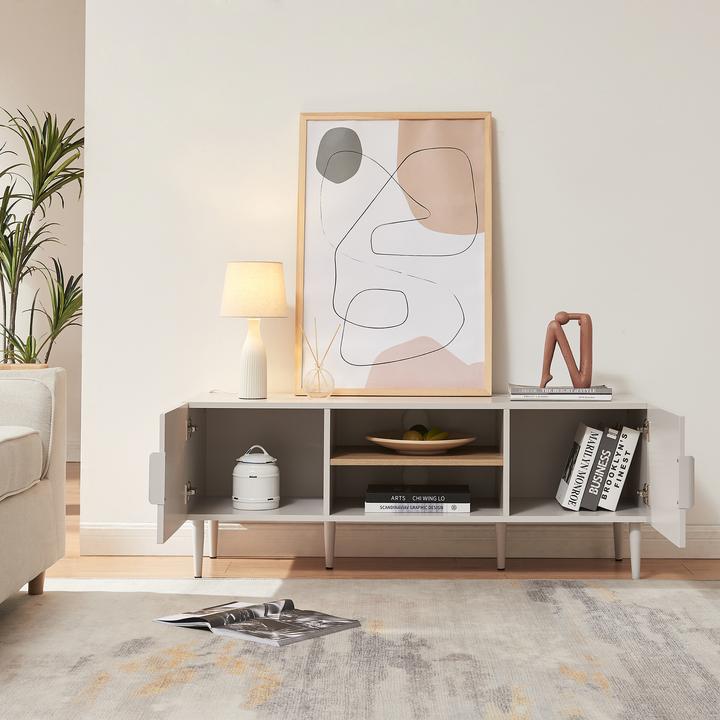 Produktbild En.Casa Fernsehtisch Starvili mit 2 Türen 120x40x45 cm Beige (120 x 40 x 45 cm)
