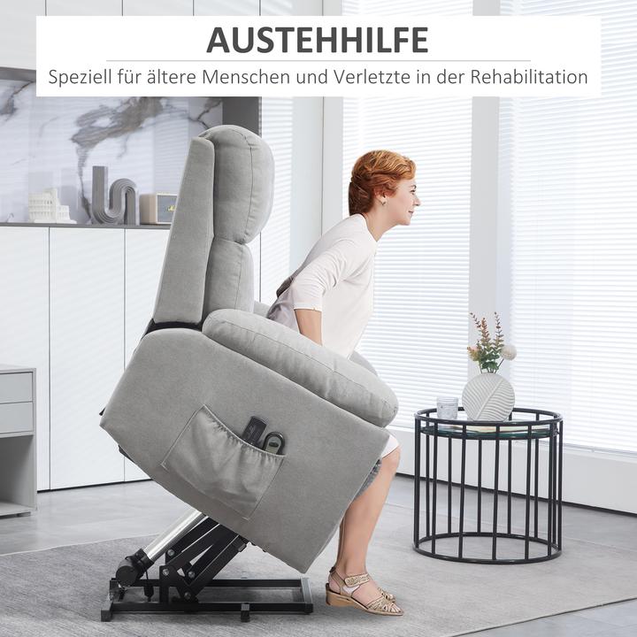 Produktbild Homcom Sessel mit Aufstehhilfe Polyester, Stahl Hellgrau