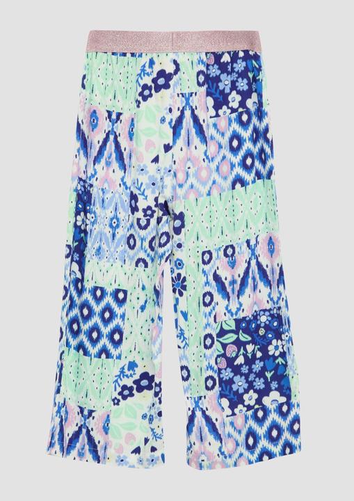 Produktbild S.Oliver Hose Gemusterte Wide Leg Hose aus satinierter Viskose mit Glitzerbund (110)