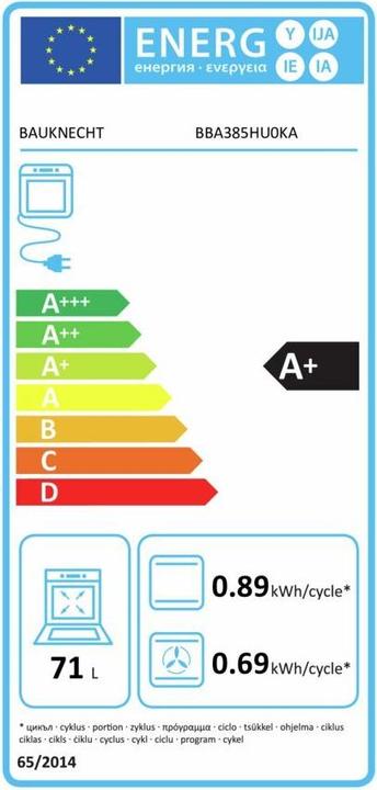 Label énergétique Bauknecht BBA385HU0KA