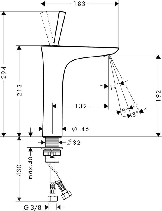 Produktbild hansgrohe HG EH-WT-MI 200 PURA VIDA DN 15 m PO Ablaufgarnitur 1 1/4Zoll chro