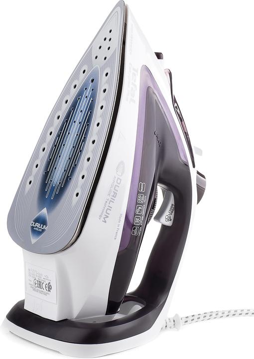 Actual product image Tefal EasyGliss Plus FV5714 Dry & Steam Iron Durilium Sole Bordeaux (2400 W, 190 g/min)