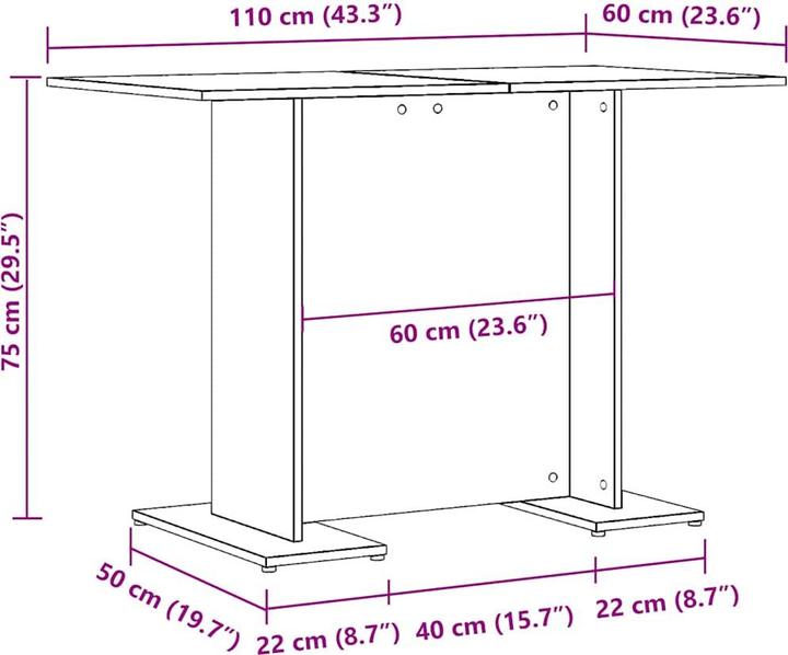 Produktbild vidaXL Esstisch (110 x 60 x 75 cm)