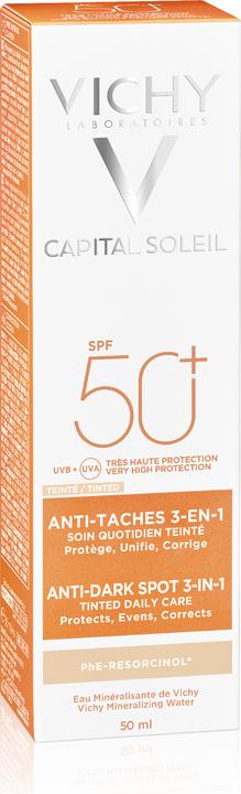 Actual product image Vichy Ideal Soleil Anti-Pigment Stain Cream 3in1 (Sun cream face, SPF 50+, 50 ml, 77 g)