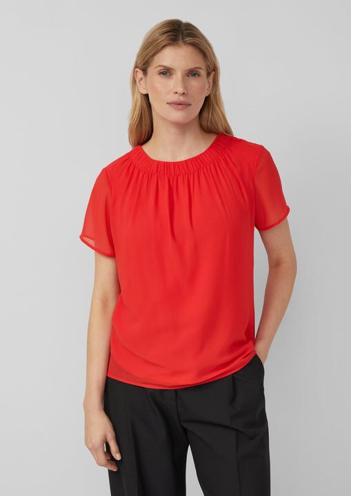 Produktbild s.Oliver Bluse Chiffon-Bluse mit Rundhalsausschnitt und Kurzarm (48)