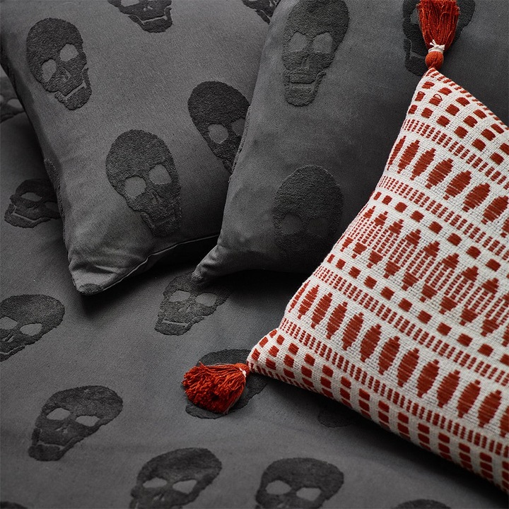 Produktbild Generic Totenkopf BettwäscheSet Baumwolle Mit Federbusch (Bettwäsche Set, 200 x 137 cm)