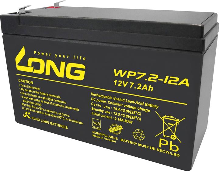 Image du produit Kung Long Accu WP7.2-12A, contacts enfichables Faston 6,3mm (12V)
