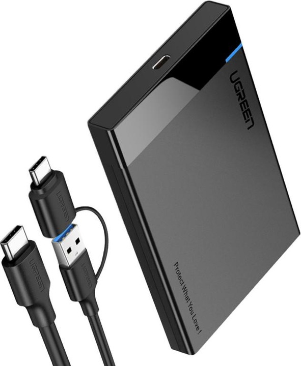 Actual product image Ugreen US221 SATA External Drive Enclosure HDD 2.5", USB 3.0 + USB-C to USB-C 3.1 (black) (2.5")