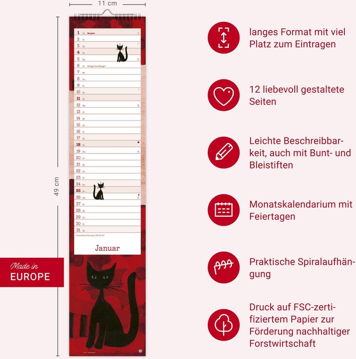 Image du produit Rosina Wachtmeister Langplaner 2026 (11 x 49 cm, Couverture rigide, Allemand)