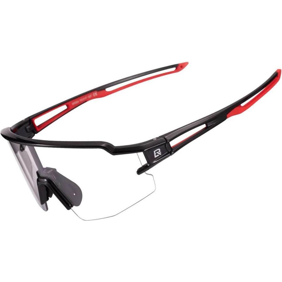 Rockbros, Unisex, Sportbrille, Photochromic UV400 (Schwarz und Rot, Schwarz und Rot), Schwarz