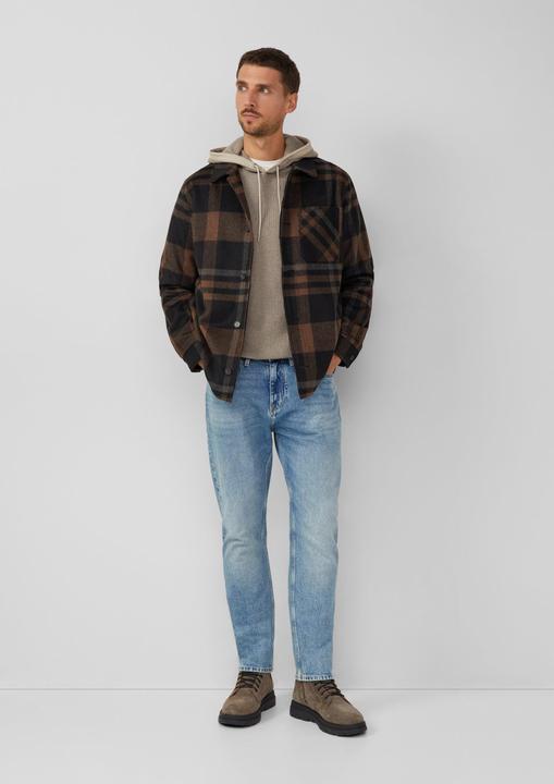 Produktbild s.Oliver Strickpullover Struktur-Hoodie im Materialmix mit Ärmeltasche (M)